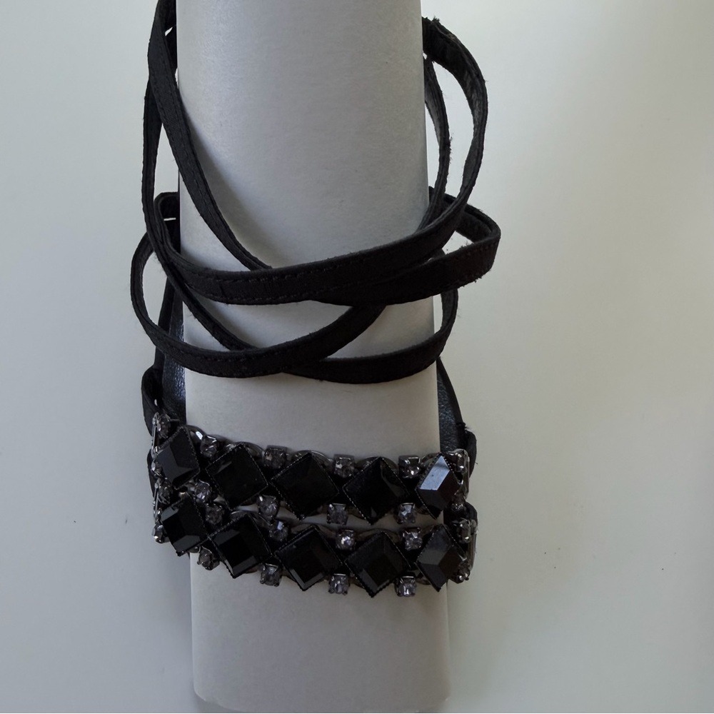 Black Strappy Heeled Sandals with Chain Detail - Picture 13 of 13